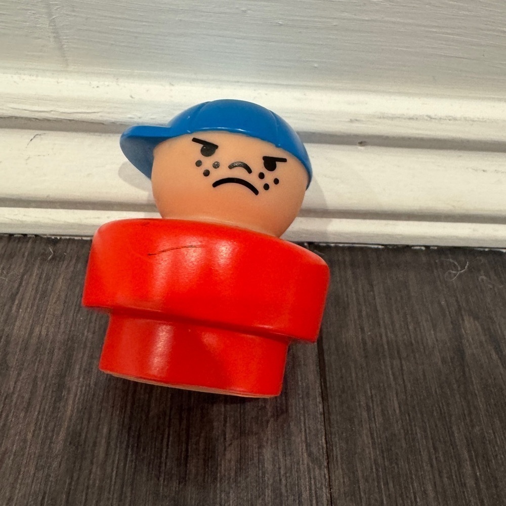 Mattel Little People Vintage Looking Blue Cap Angry Red Boy Action Figure Kids